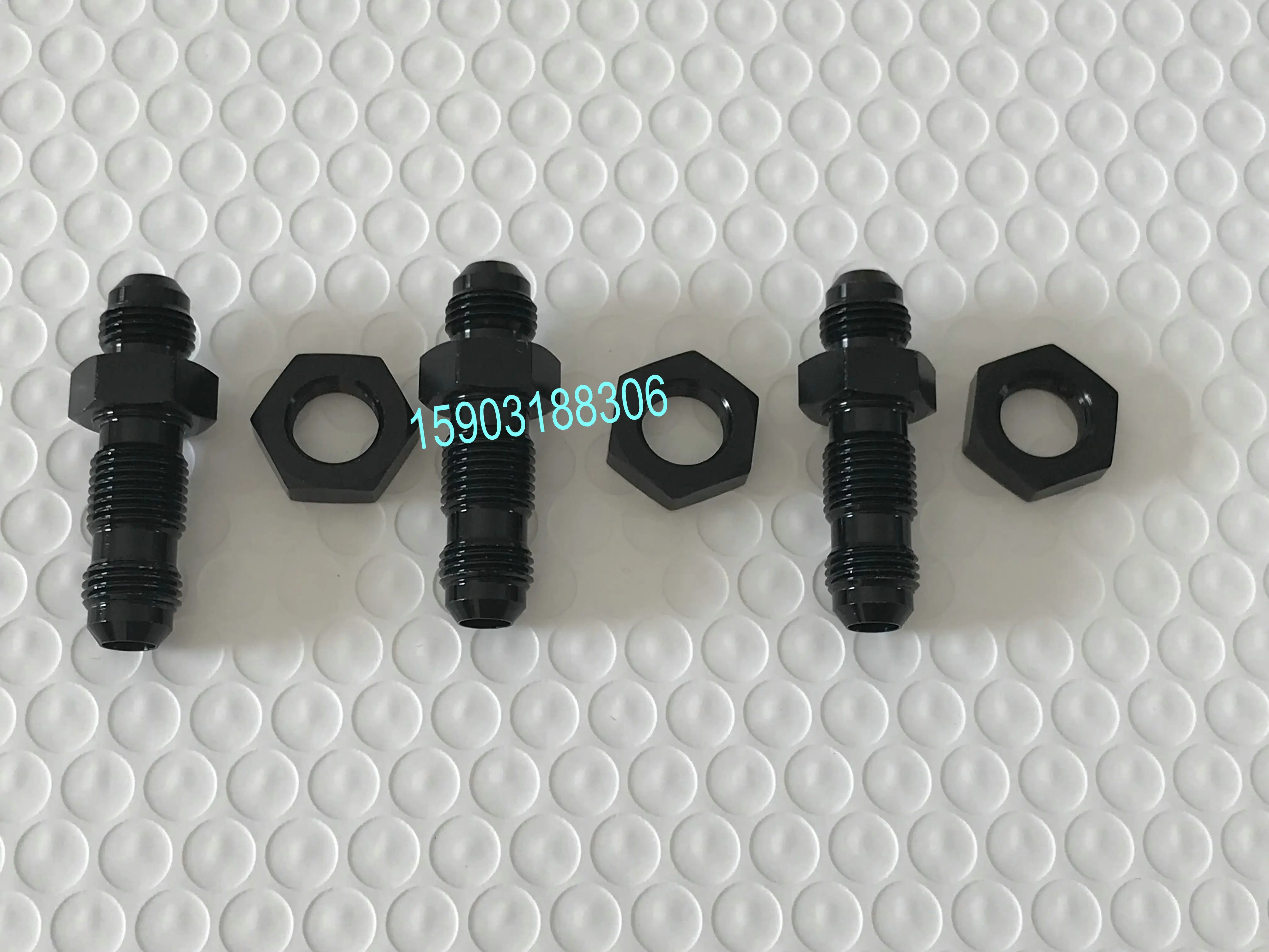 
-AN3-AN16 Anoized Aluminum Straight Male Thread Flare Bulkhead Finish Fitting With Bulkhead Nut Hose Ends 