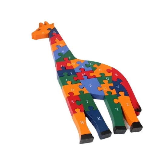 
Wooden Giraffe Jigsaw Puzzle Jigsaw Puzzle Wooden Wooden Toys Assembling Numbers Cognition English Alphabet Early Education 