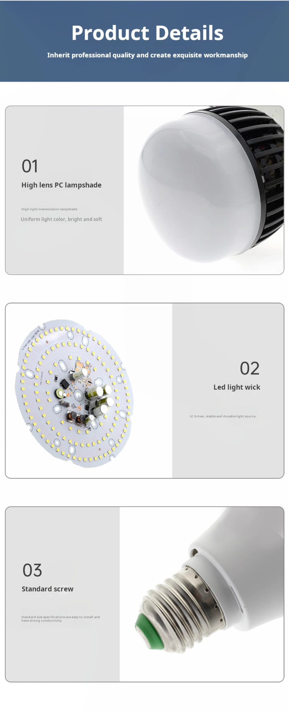 High Power LED Bulb,Daylight White 6500k LED High Watt Light Bulb Indoor Living Room Garage Warehouse Super Bright Lighting Lamp_18