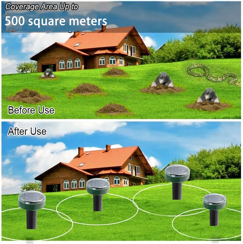 Weather Proof Vibration Buzzer Animal Gopher Snake Mice Rat Repeller Solar Powered Mole Chaser