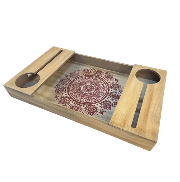 Boho Indo Buddhist Feeling Wooden Wine Tray