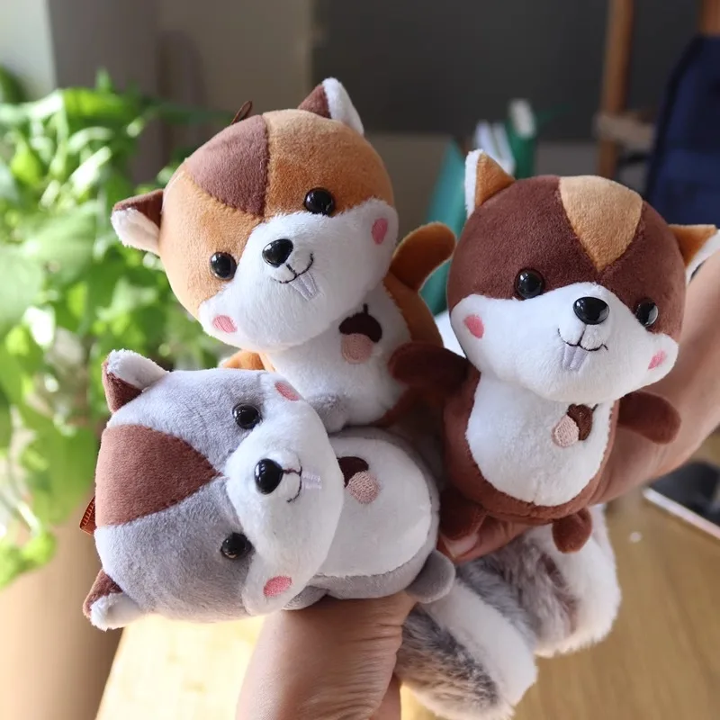 Small Healing Korean Student Bag Pendant Keychain Big Tail Squirrel Plush Doll Toy for Couples and Car Owners