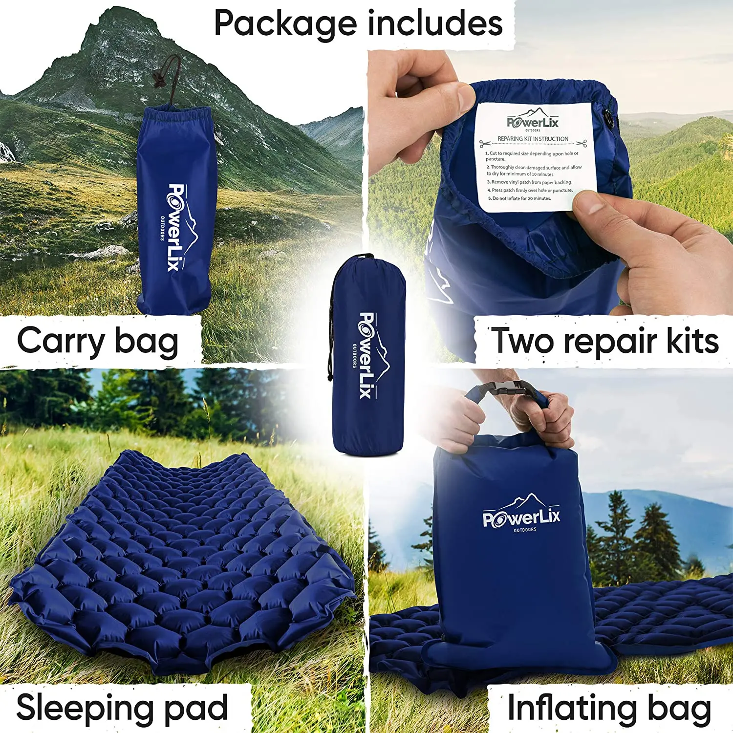Camping Self-Inflating Air Mattress,Ultralight Inflatable Sleeping Mat,Compact and Lightweight for Outdoor,Backpacking,Hiking