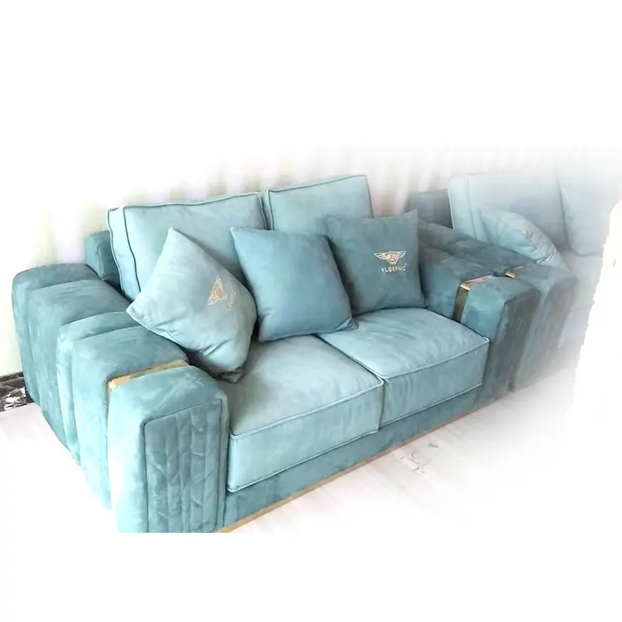 Living room teal green sofas modern home furniture  leather sofa wooden frame luxury high quality sofa set