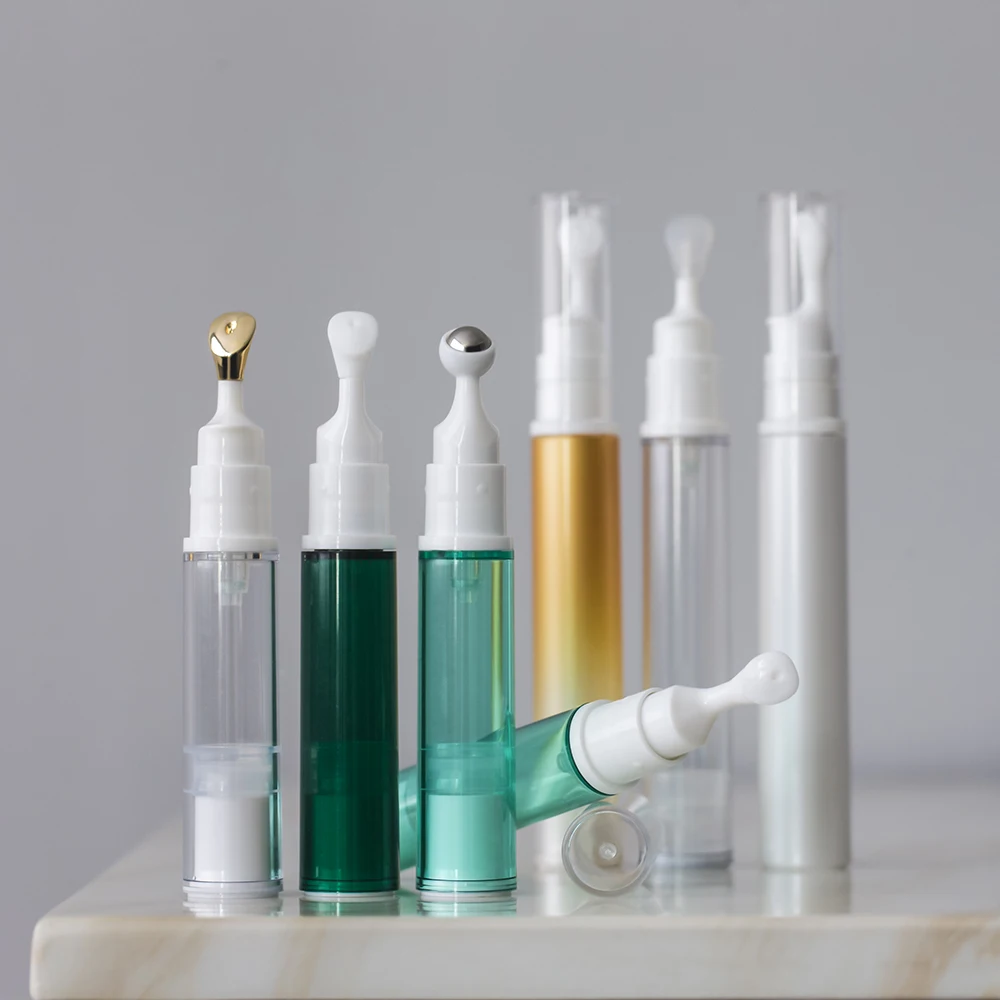
9ml 11ml 15ml 17ml wholesale clear eye cream bottles syringe airless plastic cosmetic bottle with ball ZYS 