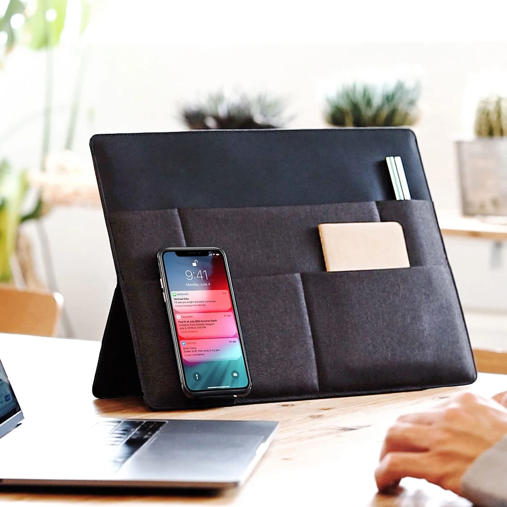 Portable 3-in-1 Laptop Tablet Sleeve Bag Portfolio Tech Organizer with Wireless Charging Notebook Laptop Carrying Cover