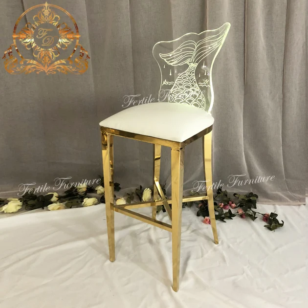 Fish Tail Acrylic Back Pattern Luxury Bar Stool