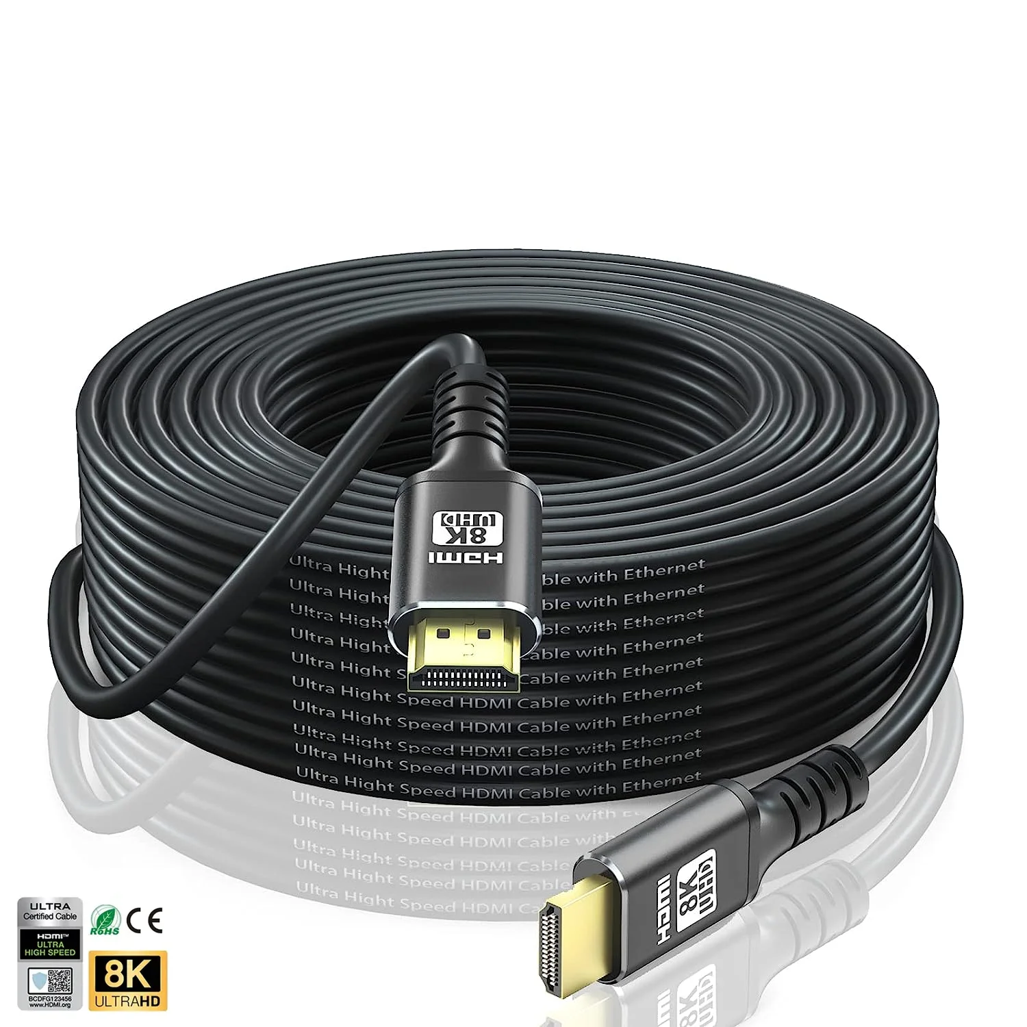 OEM ODM HDMI 2.1 Cable 8K 48Gbps Ultra Kabel 60Hz Cabo 4K 120Hz 144Hz eARC Dynamic HDR 3D 3FT 10FT 15FT 25FT 30FT 50FT 150FT