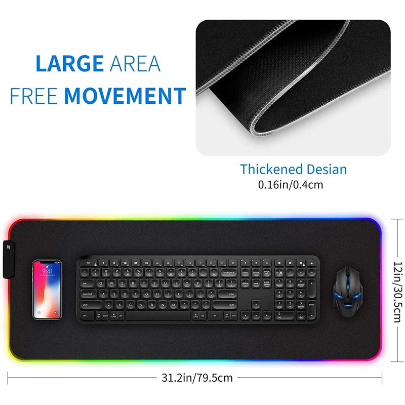 High Quality Custom 800X300Mm Desk Sublimation Printing Xxl Large Led Rgb Mousepad  Waterproof Gaming Mouse Pad Mat