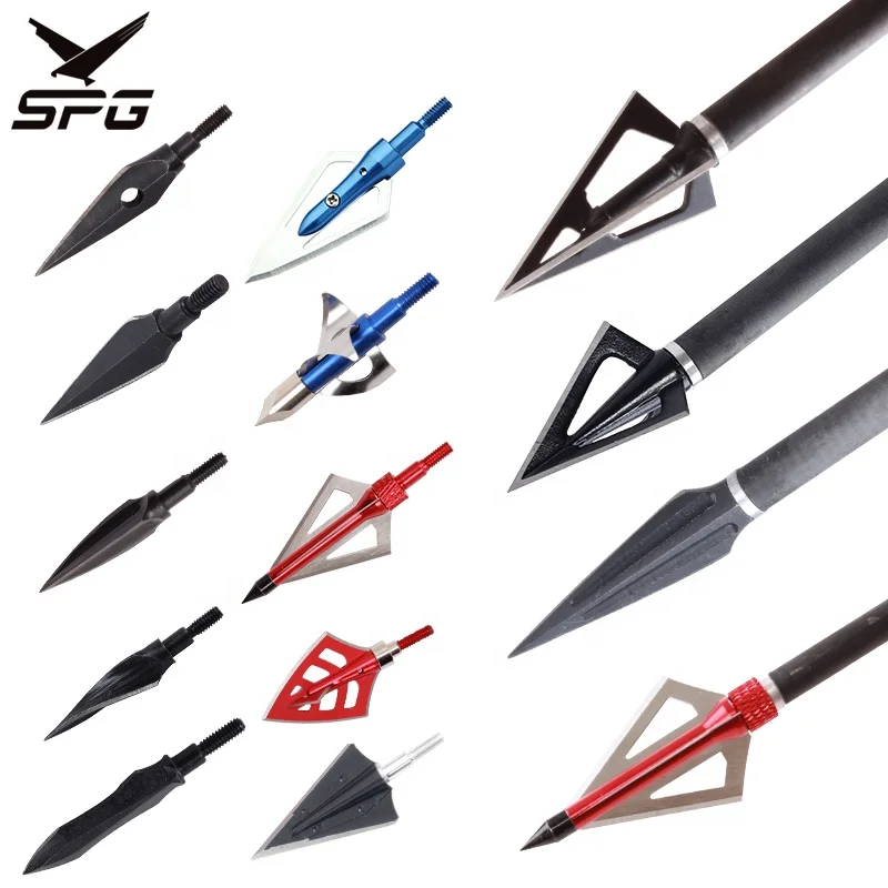 SPG Archery Fixed Arrow Tips 3 Blade 125 Grain Mechanical Archery Arrowhead Hunting Broadheads