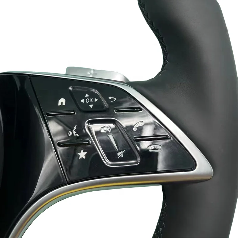 Classic black leather and mahogany butterfly steering wheel for Mercedess-Benzs W204 W211 W203 W205 W212 W213 W176 W218 W177