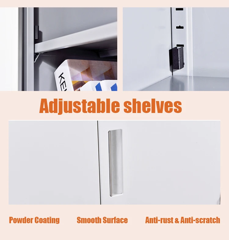 New Design Metal Cabinet with Drawers Swing Glass Door Steel Office Filing Cabinet with Locks