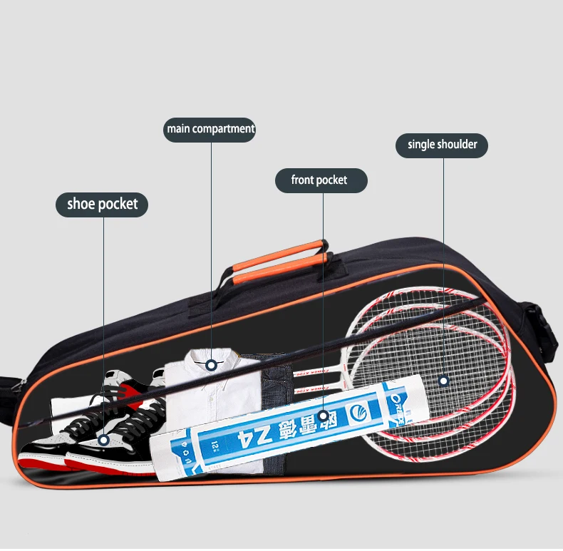 Custom professional High Quality yonex badminton racket bat gear duffel bag padel tennis racket bag with shoe storage
