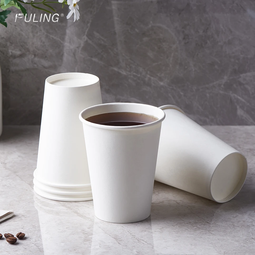 FULING 12 oz PE Coated Biodegradable Single Wall Disposable Paper Coffee Cup