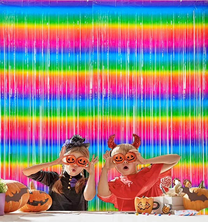 1*2 m party supplies decorations multi color foil fringe curtain PET Ramadan baby shower festival decorations party curtain