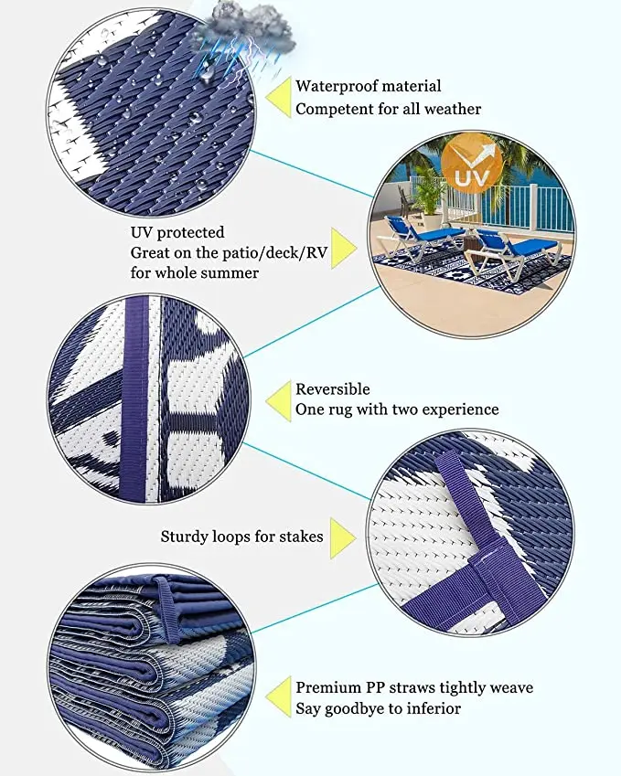 anti slip recycled geometric large patio rugs and carpets plastic polypropylene waterproof outdoor rug