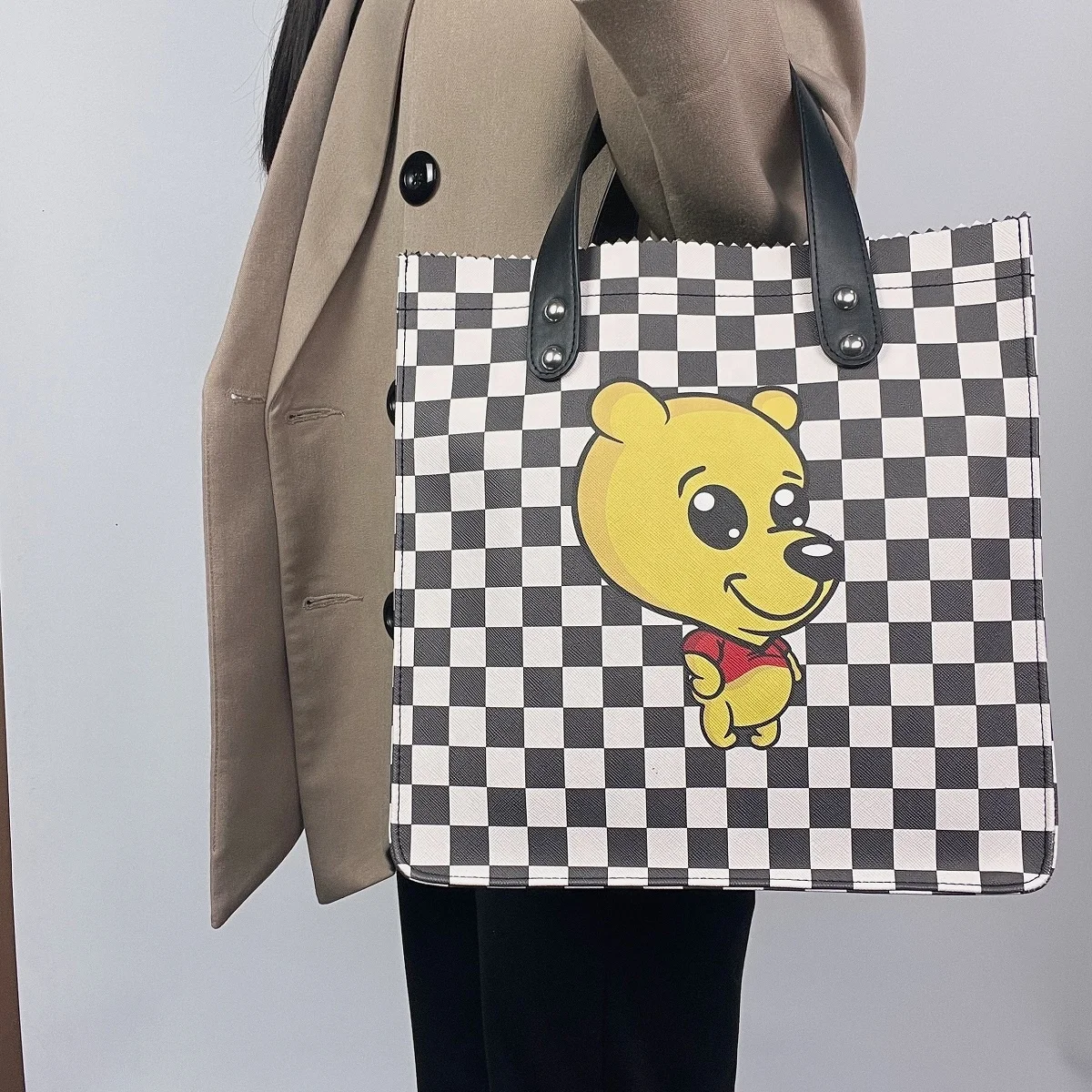 Small Kids Girls Anime Printed Waterpoof Work Travel School Mother Diaper Beach Lunch Shopping Leather Women Tote Bag