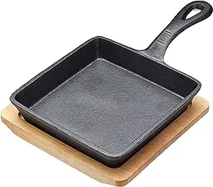 Fusion Taste Cast Iron Frying Pan  mini cast iron sizzler pan with wooden base