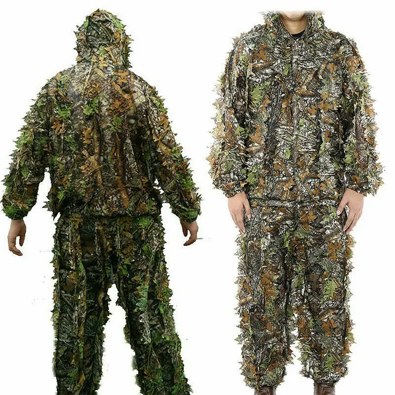 
Sniper Cover Military Woodland 3D Leaf Camouflage Jungle Ghillie Suit Kit Cloak For Hunting Birding 