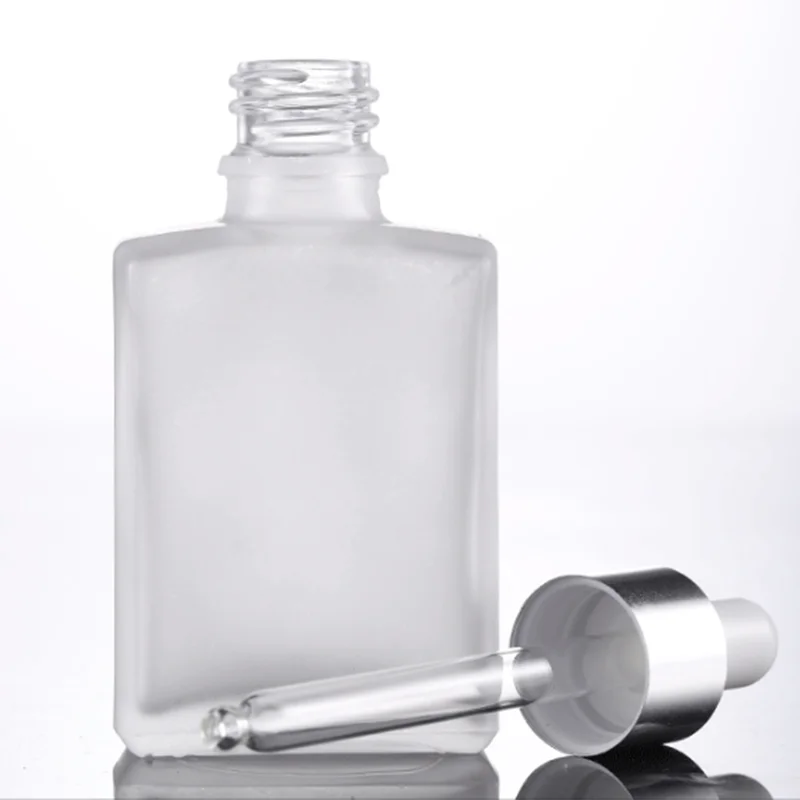 Frosted square flat black bottle 30ml essential oil bottle glass bottle power distribution aluminum tip dropper