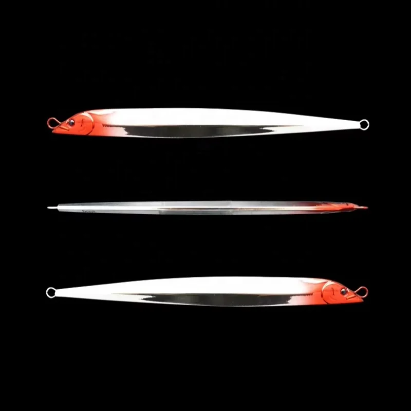 80g100g120g150g200g Chrome Hairtail metal jig red head Fast Sinking Fishing  Saltwater Jigging Lure