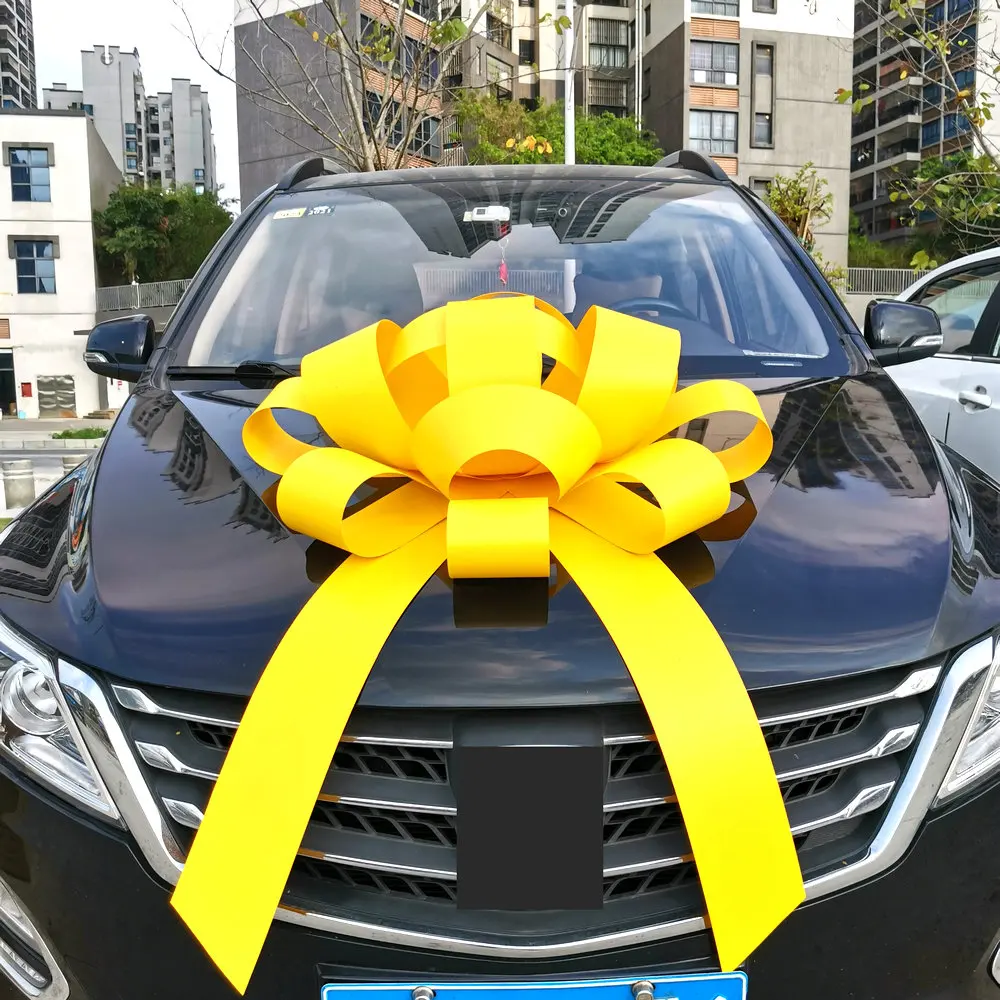 30 Inches  Yellow Plastic Indoor Outdoor Water Resistance Giant Magnetic Car Show Hall Decorative Bow