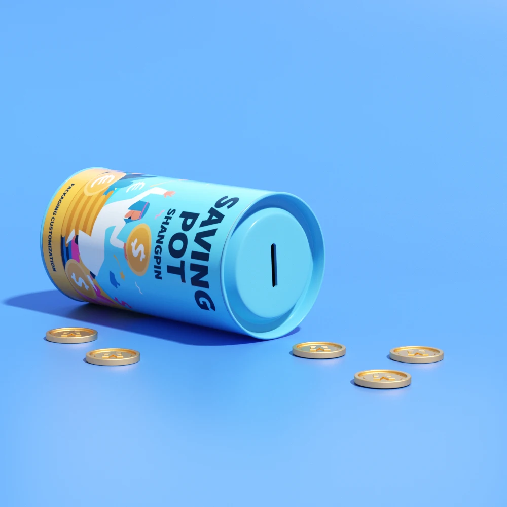 Promotional Colorful Metal Coin Slot Lid Custom Design Cylinder Waterproof Coin Bank Piggy Bank Can Packaging Tube