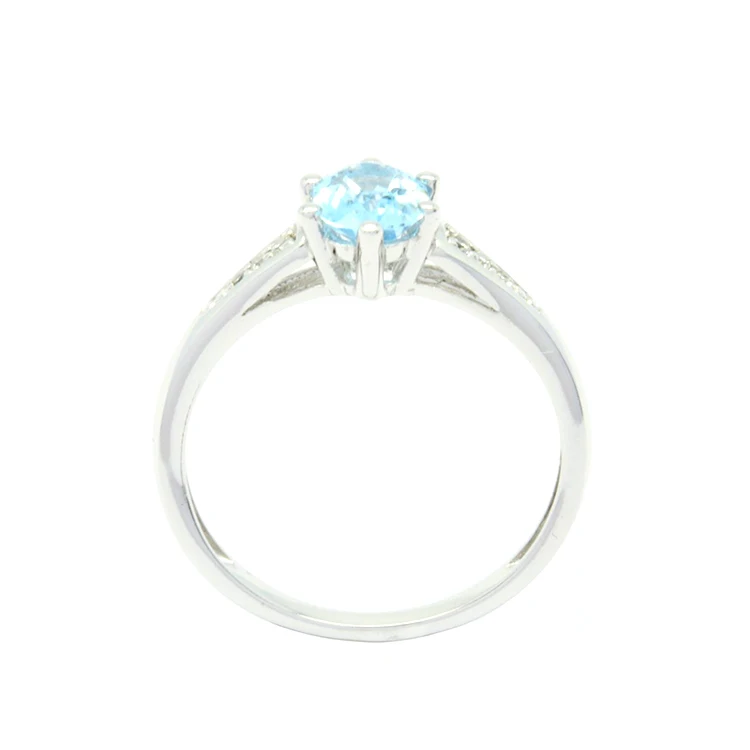 Latest Jewelry Design OEM High Quality Blue Topaz Diamond 18K 14K 9K Classic Gift White Gold Oval Fashion Ring For Women