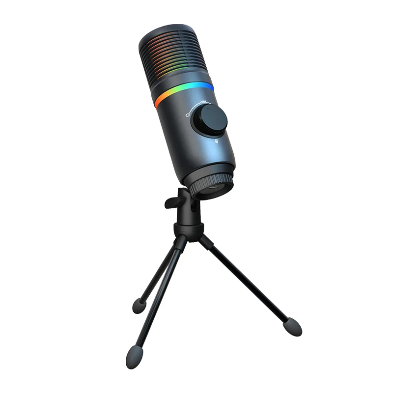 Новинка, профессиональный конденсаторный USB-микрофон MK- 16 RGB для звукозаписи, USB-микрофон со штативом