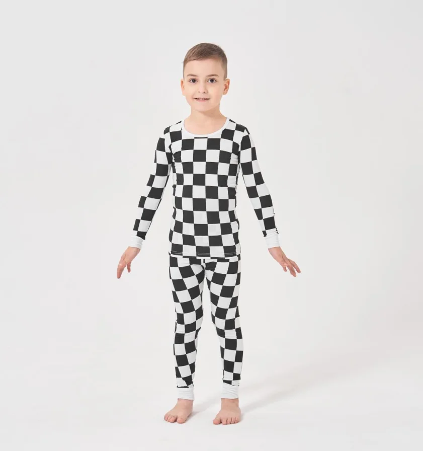 Custom Bamboo Viscose Baby Pajamas Organic 95% Bamboo 5% Spandex Two Pieces Set Sleepwear Clothes Children Kids Loungewear