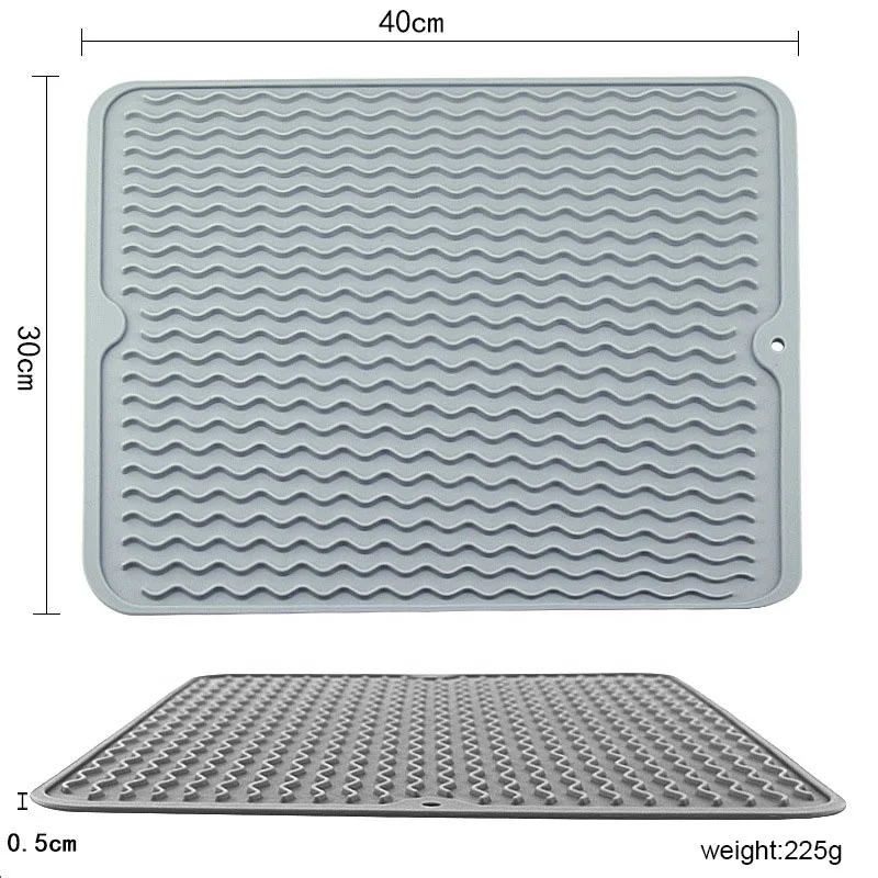 OEM ODM Anti Slip Large Size 30*40cm esteras de silicona Kitchenware Holder Heat Resistant Placemat Silicone Dish Drying Mat