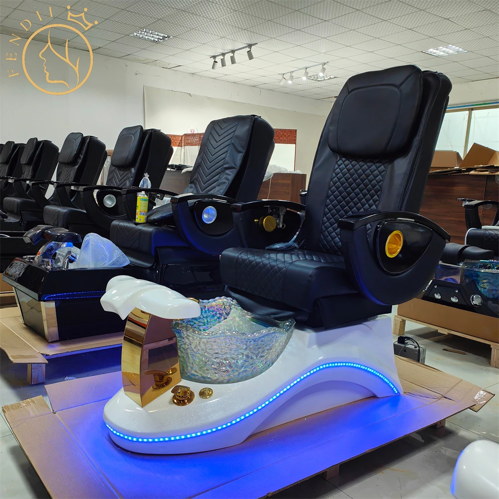 Modern Luxury Beauty Pink Black Pedicure Chair Lay Down Spa Pedicure Chair Manufacturers With Light