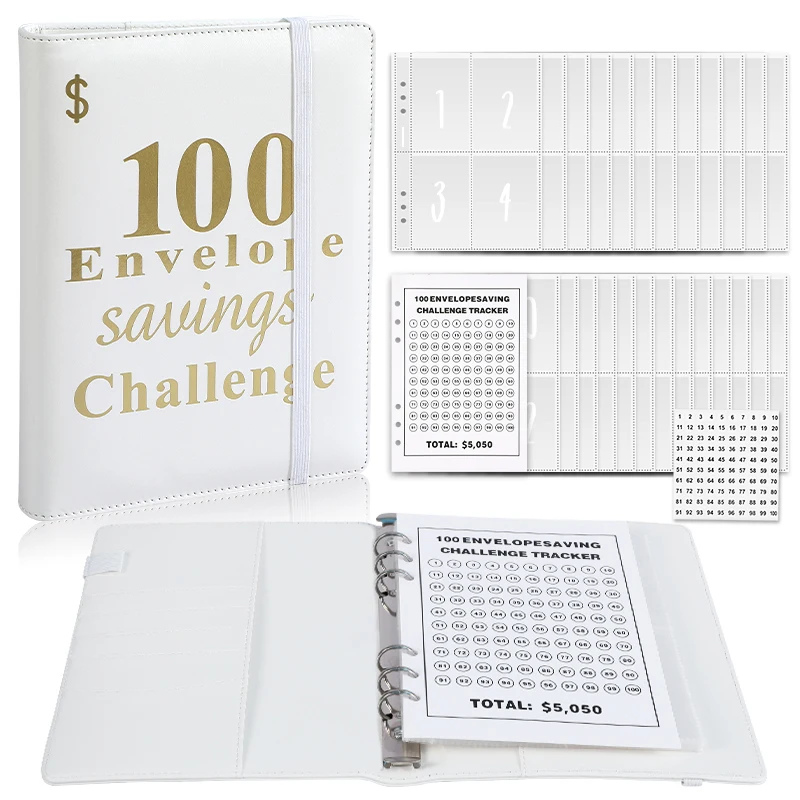 Hot A5 Budget  100 days Envelopes Money Saving Challenge Book Budget Planner With Elastic Band To Save $5050 Savings Binder