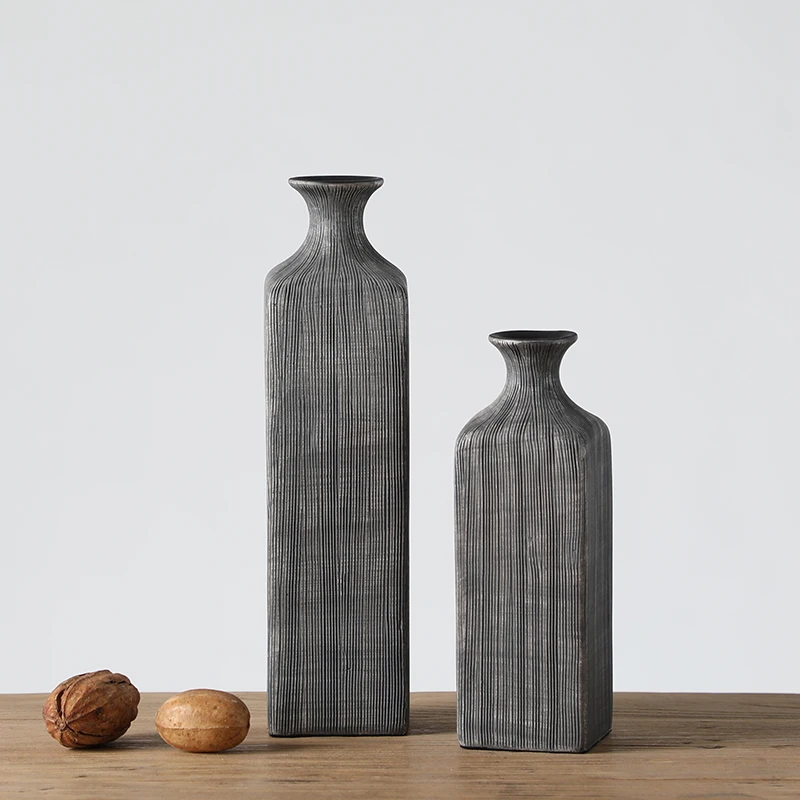 Factory Industrial style Resin Tall rectangular Vase For Home Decoration