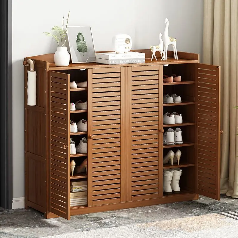 Bamboo shoe cabinet with feet four-legged integrated frame heightened and widened waterproof and dustproof multi-layer shoe rack