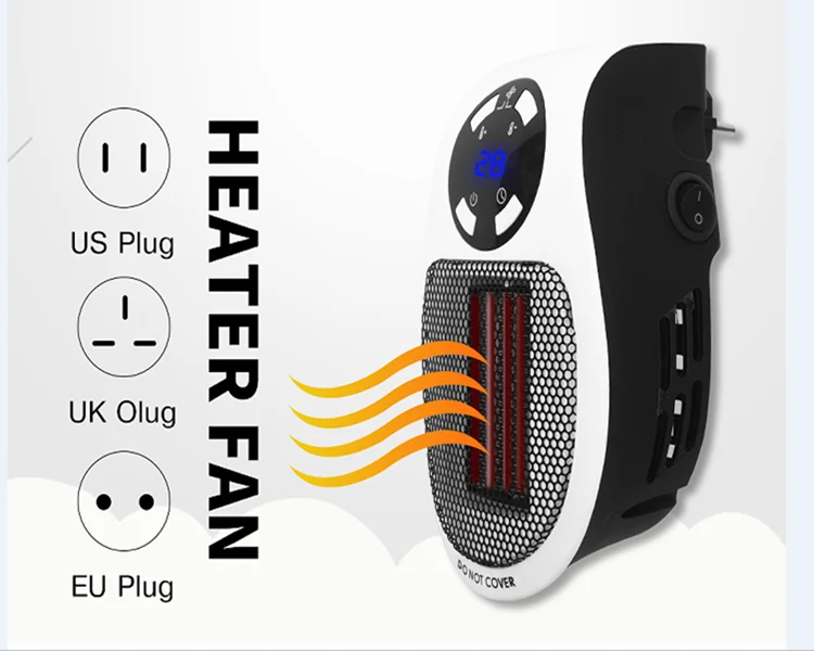 Amazon HOT High Quality Mini Air Heater 500W Portable Wall Mounted Room Fan Mini Electric Plug In Heater