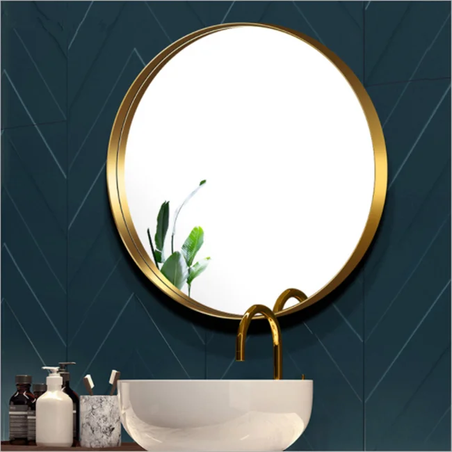 Oversized round hanging wall mirror decorative Hotel Bathroom Antique Gold Wall Mirror On Sale