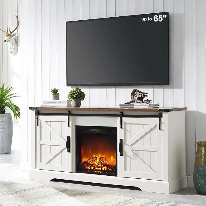 TV stand with fireplace Simple pastoral style TV cabinet TV cabinet