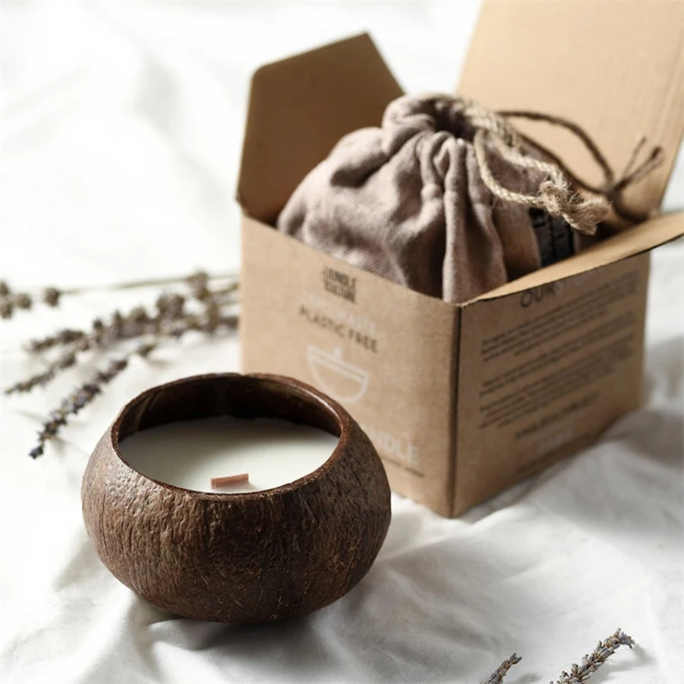 Vegan Soy Natural Organic  Aromatic Candle Coconut Bowl scented Candles Massage Relaxation