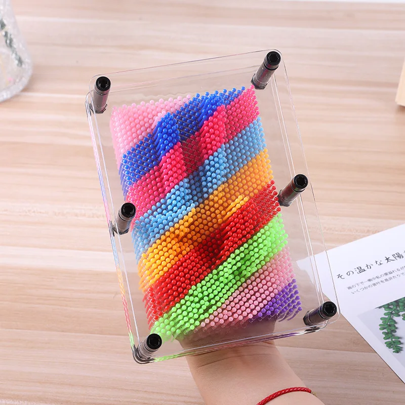 Wholesale Rainbow Pin Art Rainbow 3D Pin Art Toy Plastic Pins Desktop Novelty Adult or Kids Gift