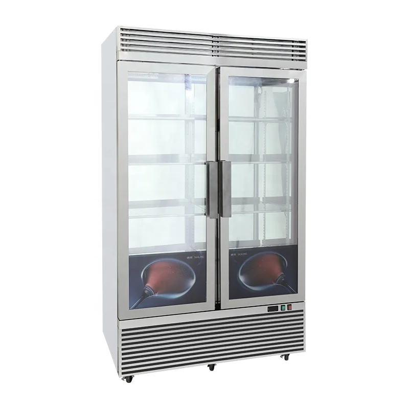 2 Door Upright Beer Showcase Chiller Wine Cooler Beverage Refrigerator