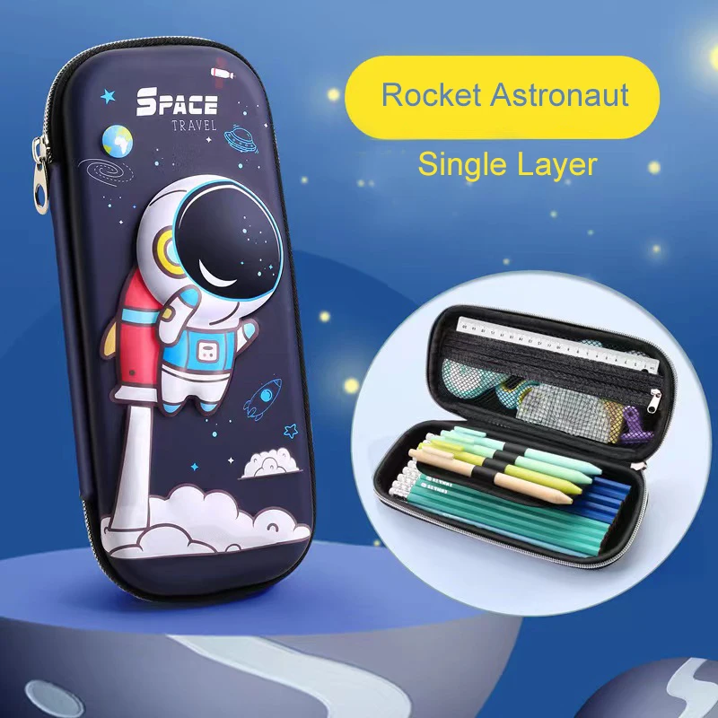 Custom Fashion Cute 3D Unicorn Leather Print EVA School Kids Pen Bag Case Pencil Case