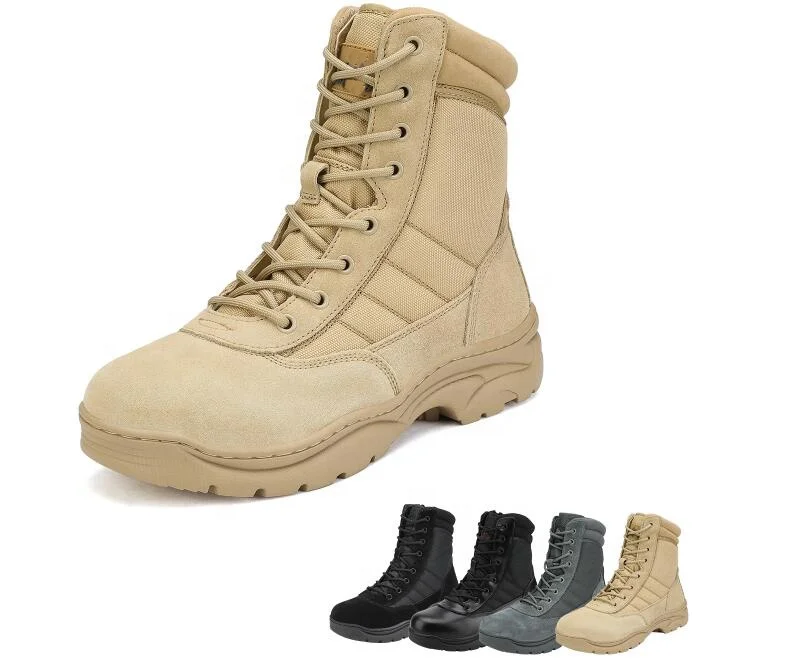 durable rubber outsole high cut  comfortable outdoor non slip waterproof army boots hiking shoes for man