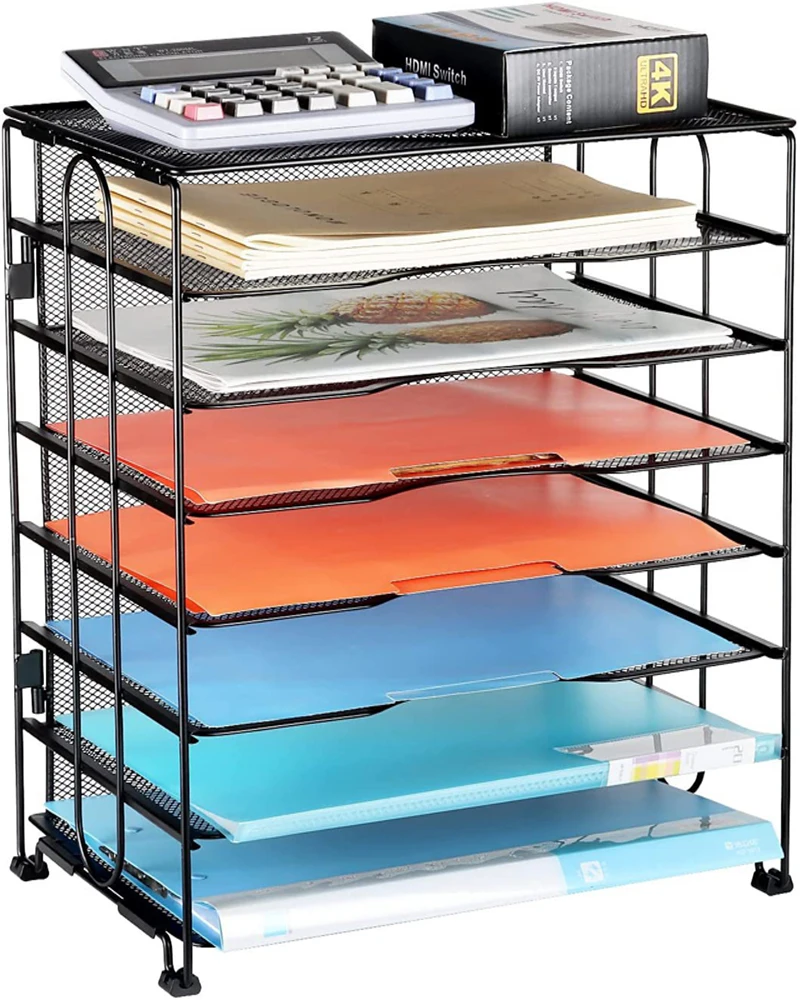 Wall Pocket Chart Organizer Mesh Steel Magazine Organizer File Holder 7-pocket Cascading Organizer