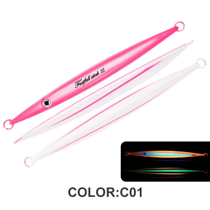 New Design Jigging Fishing Lures 150g 200g 250g 300g 400g Fast Fall Stick Metal Jig Lure