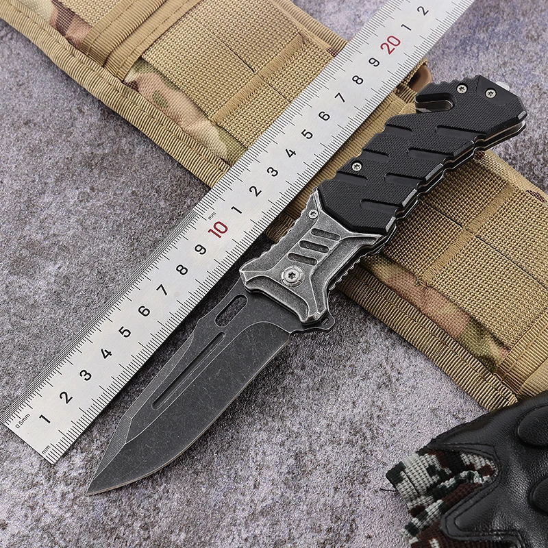 Free Sample New Camping Wholesale 3Cr13 Steel Black Blade G10 Handle Tactical Survival Hunting Knife Pocket Knife Folded Knives