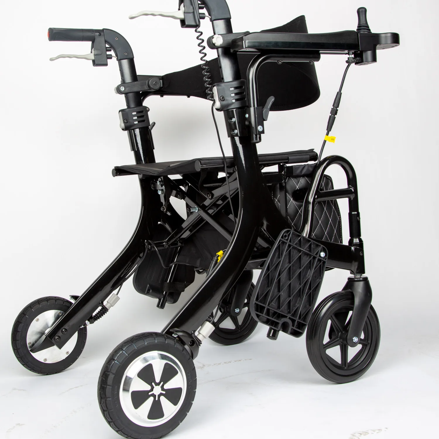 Four wheel electric rollator walker wheelchair aluminum rolling walking folding with 8 inch wheels