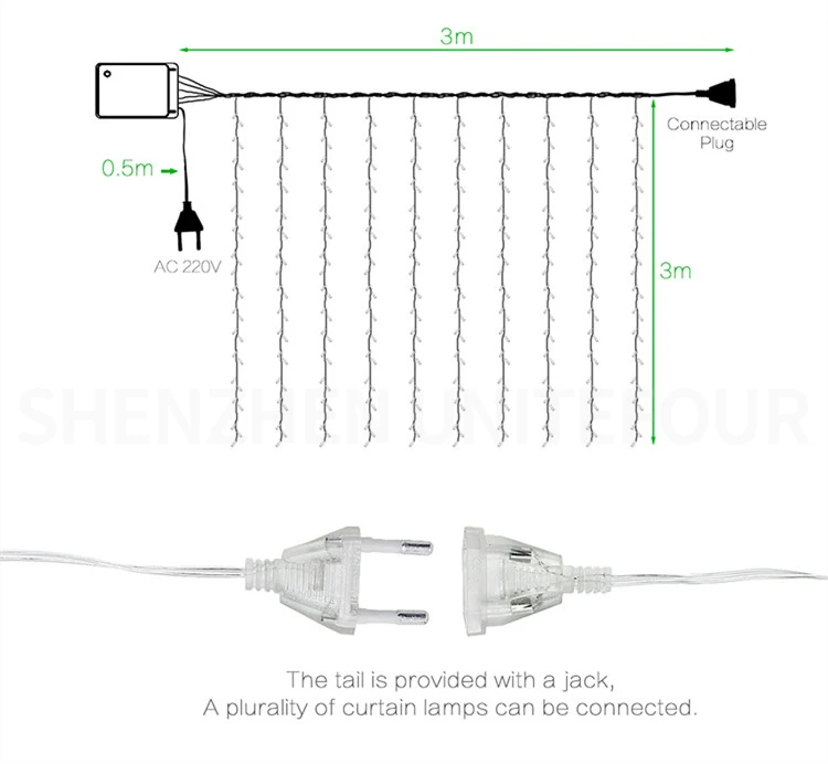 Home Lighting 300 LED Curtain Window Lights Fairy String Lights Wall Bedroom Wedding Birthday Party Christmas Decorations
