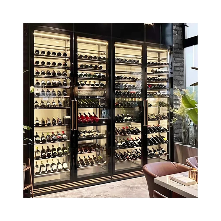 Custom made  Modern Wood Living Room Furniture metal cabinet shelves wine cooler refrigerator wine shelf cabinet