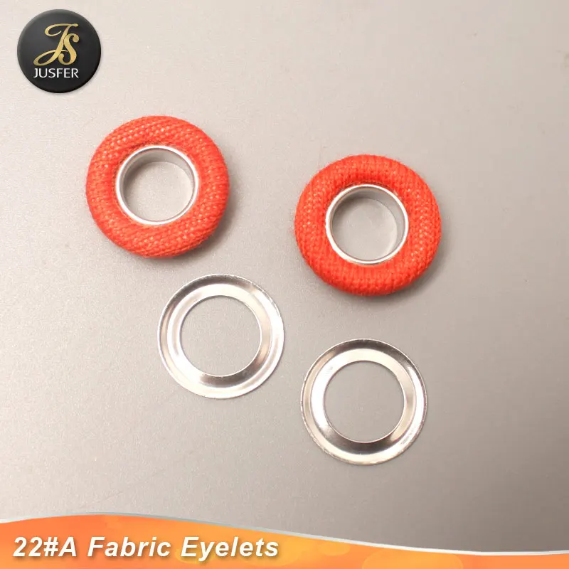 Jusfer new style 3 parts metal brass eyelets and grommets covered fabric for clothing